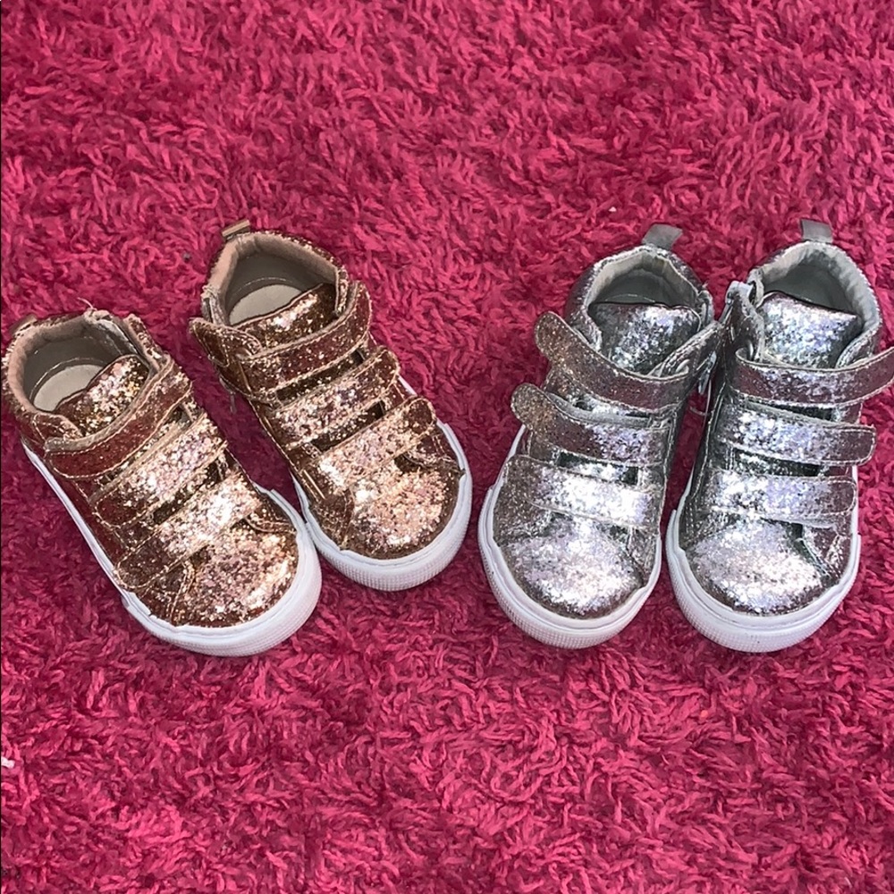 Gold and silver toddler sneakers
